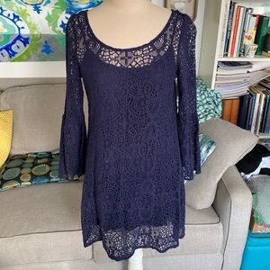 American Eagle Blue Lace Mini Dress S Lined VGUC
